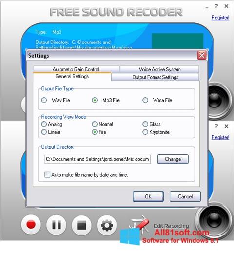 स्क्रीनशॉट Free Sound Recorder Windows 8.1