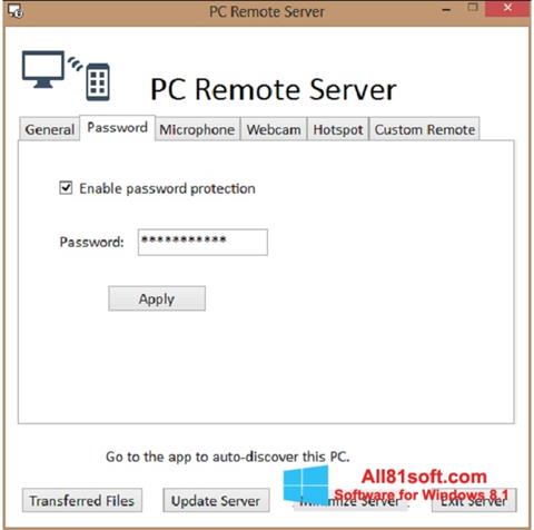 स्क्रीनशॉट PC Remote Server Windows 8.1