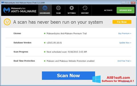 स्क्रीनशॉट Malwarebytes Anti-Malware Free Windows 8.1