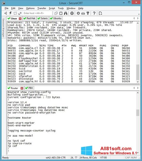 स्क्रीनशॉट SecureCRT Windows 8.1