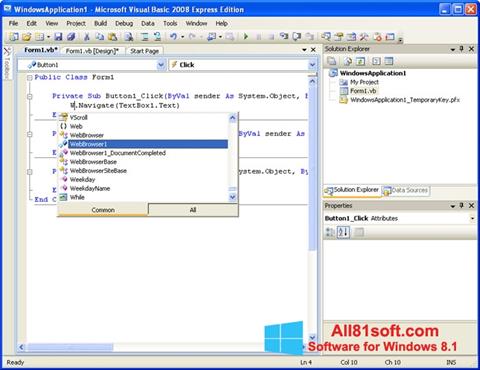 स्क्रीनशॉट Microsoft Visual Basic Windows 8.1