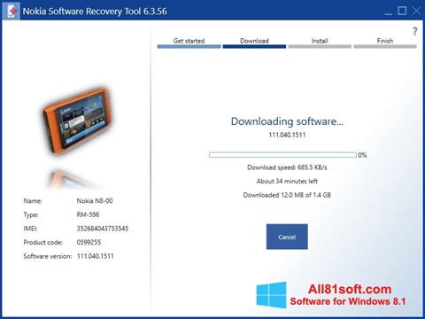 स्क्रीनशॉट Nokia Software Recovery Tool Windows 8.1