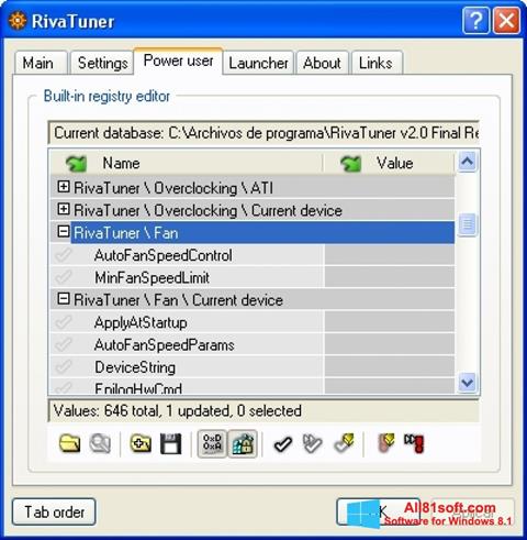 स्क्रीनशॉट RivaTuner Windows 8.1
