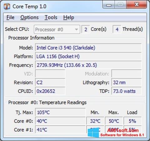 स्क्रीनशॉट Core Temp Windows 8.1