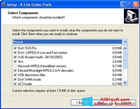 स्क्रीनशॉट K-Lite Mega Codec Pack Windows 8.1