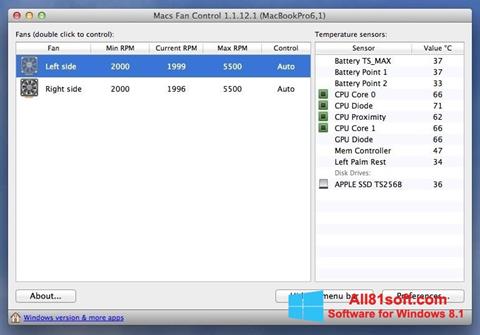 स्क्रीनशॉट Macs Fan Control Windows 8.1