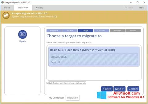 स्क्रीनशॉट Paragon Migrate OS to SSD Windows 8.1