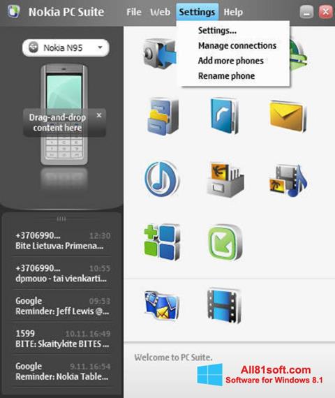 स्क्रीनशॉट Nokia PC Suite Windows 8.1