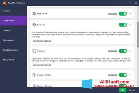 स्क्रीनशॉट Avast! Pro Antivirus Windows 8.1